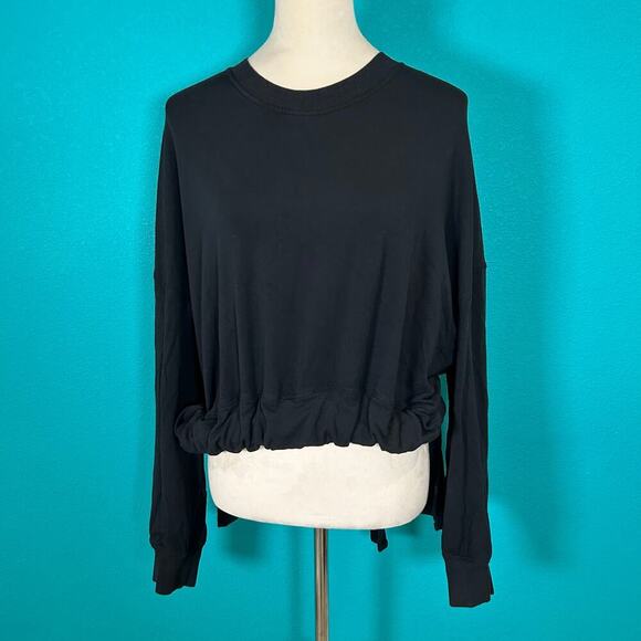 Lululemon Bound to Bliss Pullover Sweatshirt Black Gathered Oversized Size M/L - Picture 2 of 5
